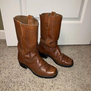 Vintage LANDIS Boots CAMPUS BOOTS Biker MOTO Brown - Sz 9.5 D Made in USA
